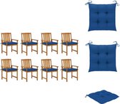 vidaXL Houten Tuinstoelenset - Acaciahout - 61 x 57 x 92 cm - Weerbestendig - Inclusief 8 stoelen en kussens - Tuinstoel