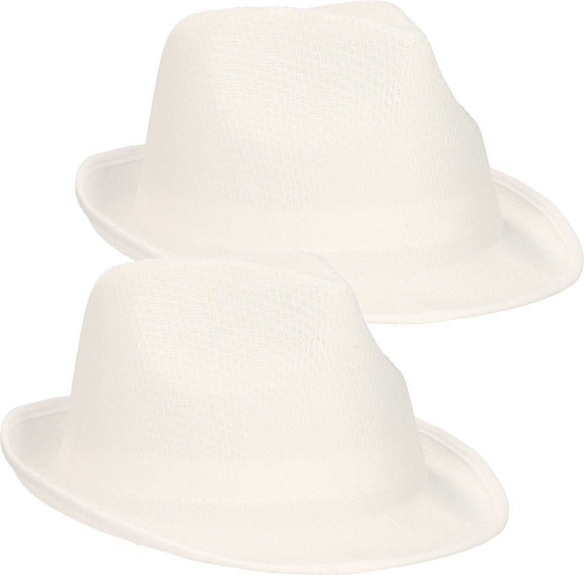 Trilby feesthoedje voor volwassenen - 2x stuks - wit - Carnaval party verkleed hoeden - Budget prijs
