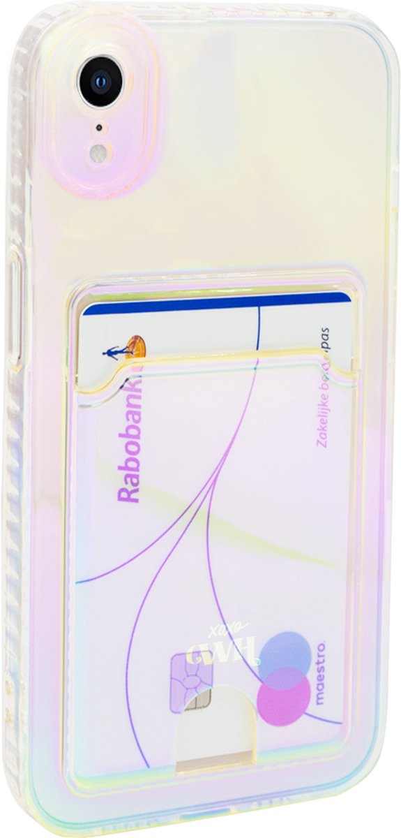 xoxo Wildhearts Hoesje met pasjeshouder geschikt voor iPhone XR hoesje pashouder - Over The Rainbow - Card Holder - Pashouder Telefoon - Geschikt voor iPhone XR hoesje transparant