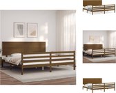 vidaXL Bed Grenenhout - Bedframe 205.5 x 205.5 cm - Honingbruin - Bed
