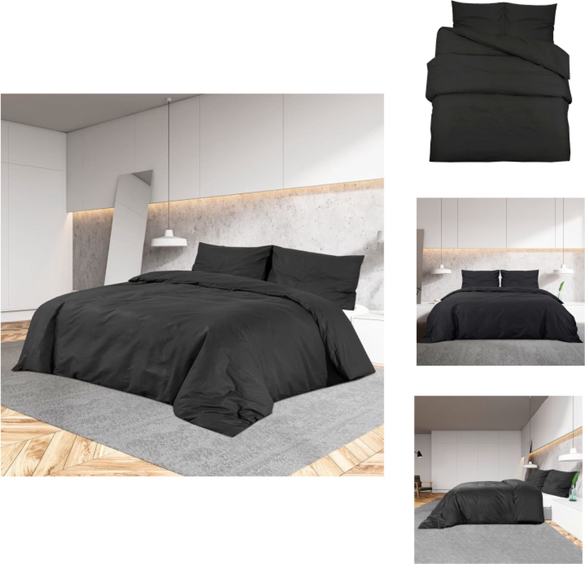 VidaXL Dekbedovertrek Zwarte 100% katoen 225 x 220 cm OEKO-TEX Dekbedovertrek