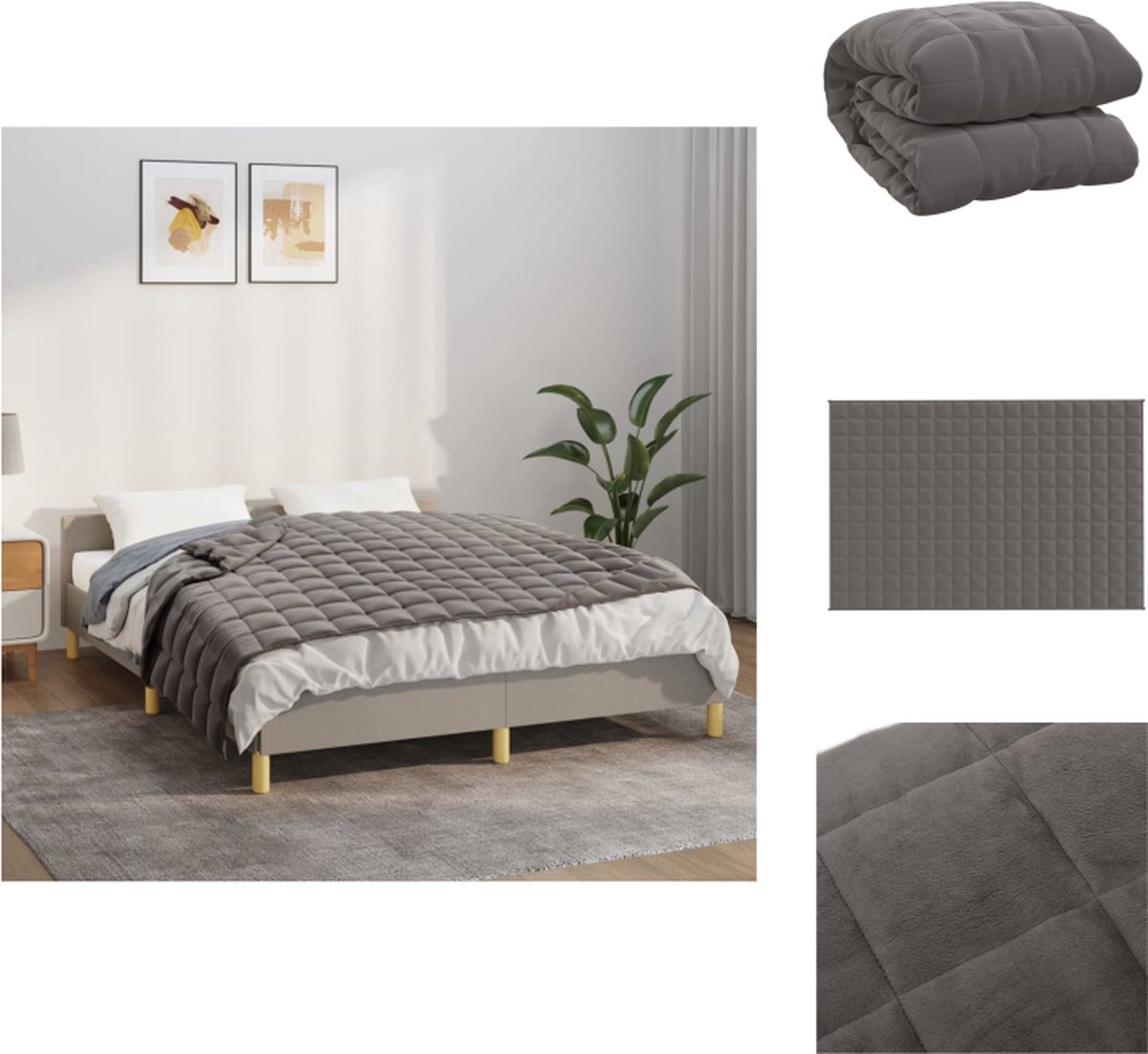 vidaXL Verzwaringsdeken - Verzwaringsdekens - Deken - Beddengoed - Verzwaringsdeken 122x183 cm 5 kg stof grijs