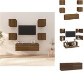 vidaXL Televisiewandmeubelen Bruineiken - TV-meubelset 4x (S) - 1x (L) - 30.5 x 30 x 30 cm (S) - 100 x 30 x 30 cm (L) - Bewerkt hout - Kast