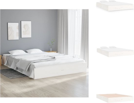 vidaXL Houten Bedframe - Grenenhout - 120 x 200 cm - Wit - Bed