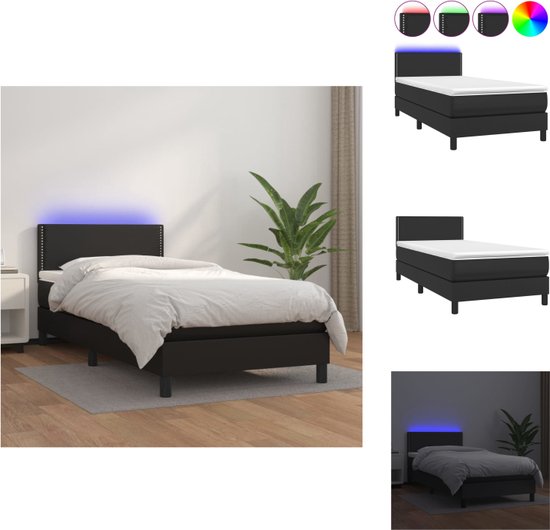 vidaXL Boxspring Bed LEDverlichting Kunstleren bekleding