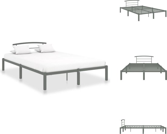 vidaXL Metalen Bedframe - Grijs - 210 x 130 x 63 cm - Geschikte matras 120 x 200 cm - Eenvoudige montage - Massieve constructie - Bed