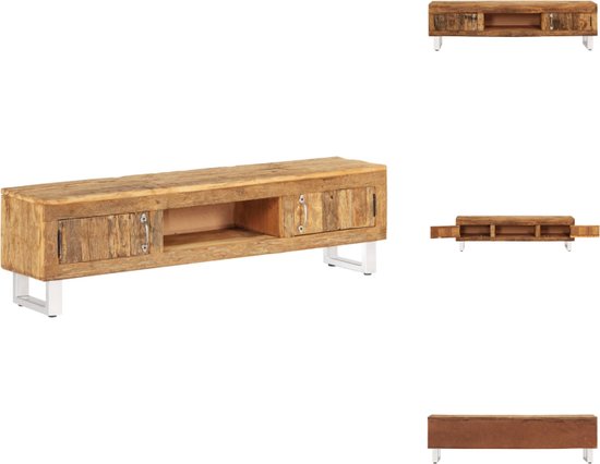 vidaXL TV-meubel Retro - Hout - 140x30x40 cm - Massief gerecycled hout - 2 deuren - vidaXL - Kast