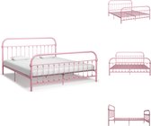 vidaXL Metalen Bedframe - Roze - 213 x 191 x 109 cm - Geschikt voor 180 x 200 cm Matras - Montage Vereist - Bed