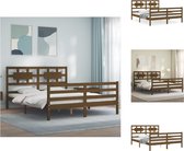 vidaXL Bed - Massief Grenen - 205.5 x 155.5 x 100 cm - Honingbruin - Matras niet inbegrepen - Bed