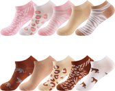 Monfoot - Grappige sokken - Vrolijke Lage Onzichtbare Sokken - Dames - 10 Paar - Maat 36-38 - Luipaard Patroon - Perfect Cadeau