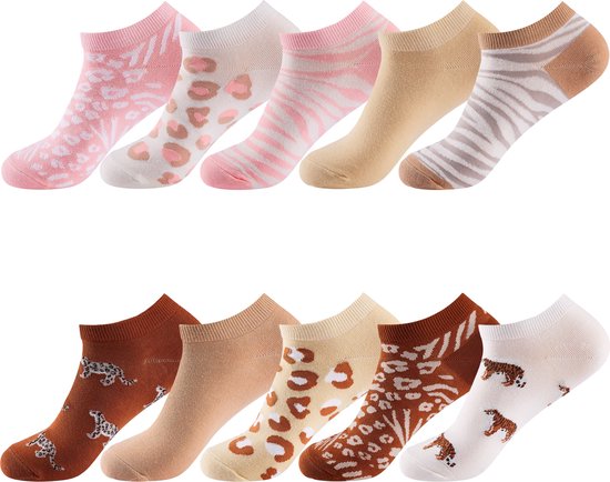 Chaussettes Cheerful - Léopard - 10 pack - Chaussettes basses