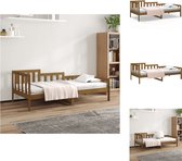 vidaXL Slaapbank Logeerbed - Honingbruin - 203.5 x 96 x 68.5 cm - Massief grenenhout - 3-zijdig bedhek - Gelat ontwerp - Extra opbergruimte - vidaXL - Bed