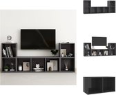 vidaXL Klassieke televisiekastenset - TV-meubel 72x35x36.5cm - TV-meubel 107x35x37cm - Hoogglans grijs - Kast