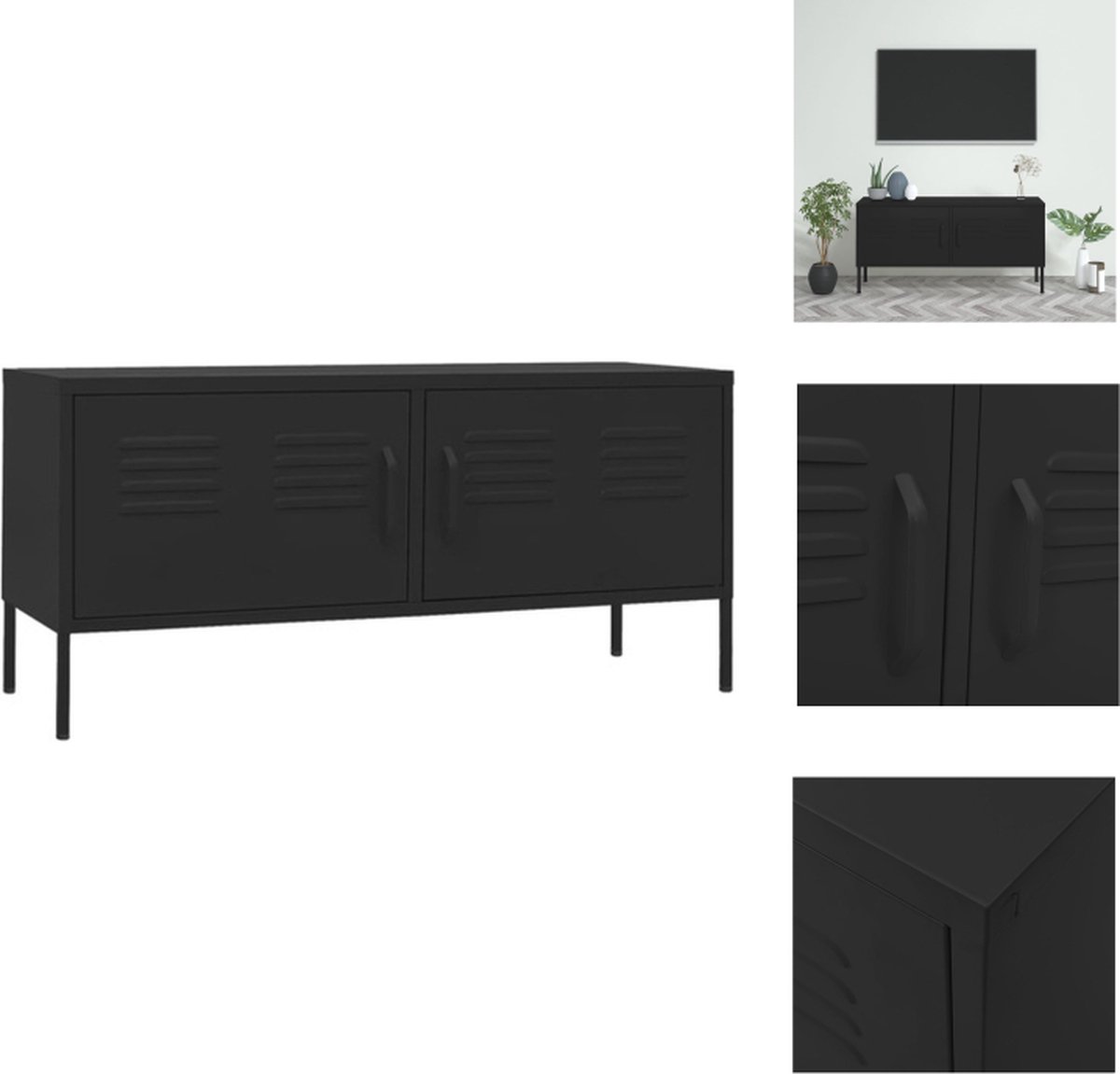vidaXL - Tv-meubel - 105x35x50 - cm - staal - zwart