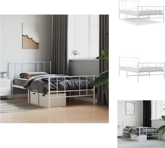 Yicensen Metalen Bedframe met Gebogen Hoofdeinde en Voeteneinde 120x190 cm, Tweepersoons Platformbed met Zware Metalen Latten voor Stabiele Ondersteuning, Geruisloos, Eenvoudige Montage, Zwart