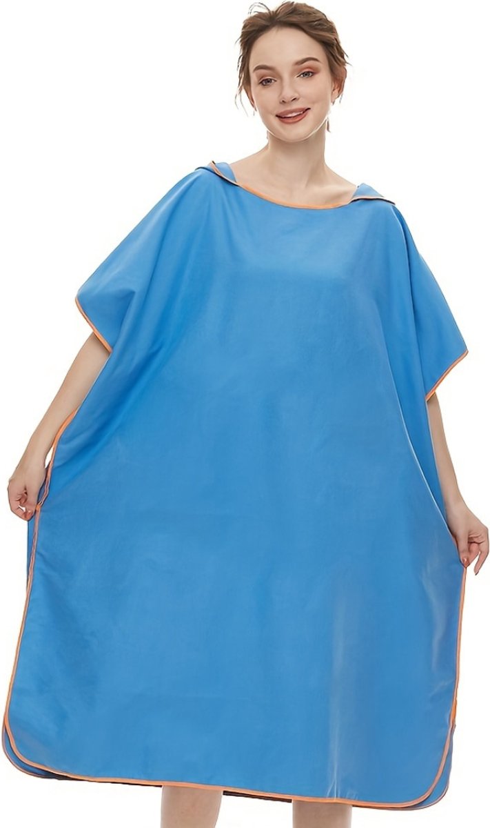 Livano Surf Poncho - Omkleed Handdoek - Volwassenen - Dames & Heren - Zacht - Poncho - Blauw