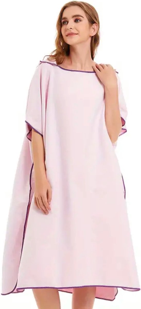 Livano Surf Poncho - Omkleed Handdoek - Volwassenen - Dames & Heren - Zacht - Poncho - Babyroze