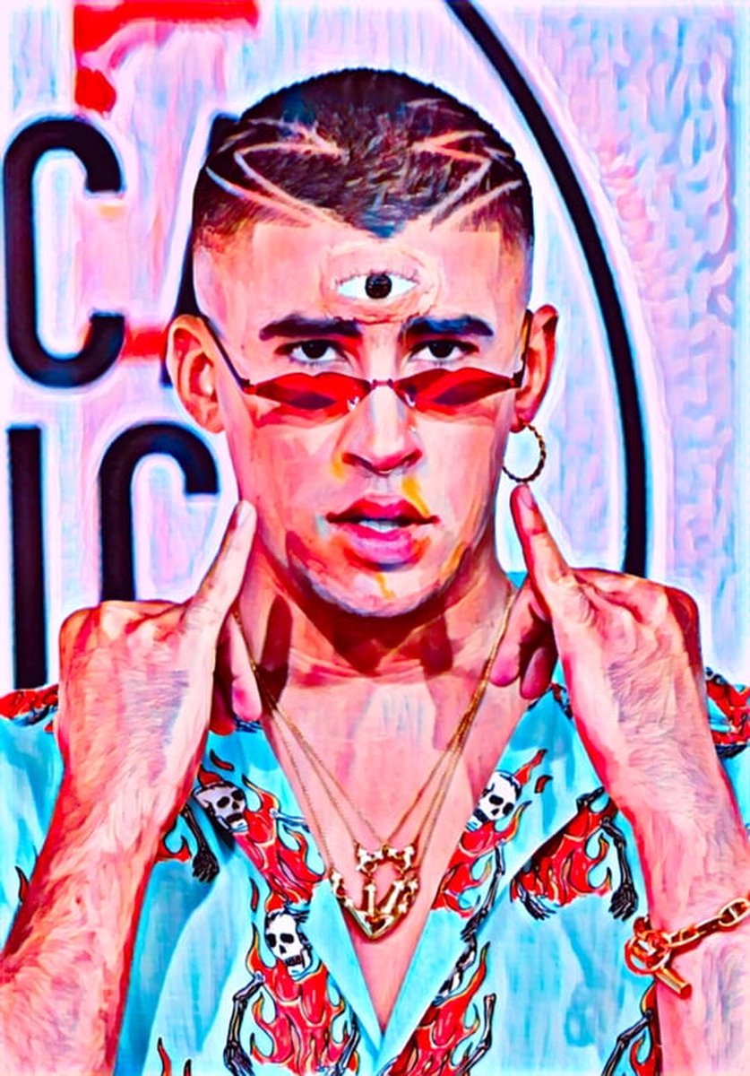Passion For Art Bad Bunny 1 - Poster - 30 x 40 cm Blauw