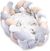 Bol.com Baby Nest Newborn Cot Bumper Baby - Minky Cuddly Nest with Braid Cushion Removable Set Double-Sided Baby Cot 75 x 45 cm ... aanbieding