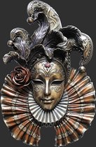 Veronese Design - Venetiaans Masker La Giullare (de Nar) - zeer gedetailleerd en subtiel! - (hxbxd) ca. 32cm x 21cm x 5,5cm