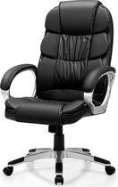 Chaise de directeur avec fonction berçante, chaise de bureau réglable en hauteur, chaise pivotante avec une capacité de charge jusqu'à 150 kg, chaise de direction en cuir PU, chaise d'ordinateur pour le bureau et l'étude, noir