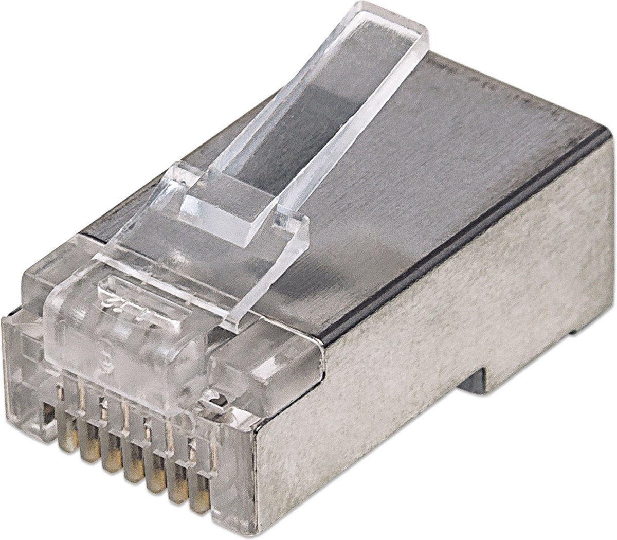 Intellinet 790529 Intellinet pak 100 stuks Cat5e RJ45 modulaire stekker Pro Line STP 3-punts ader koppeling voor gevloc