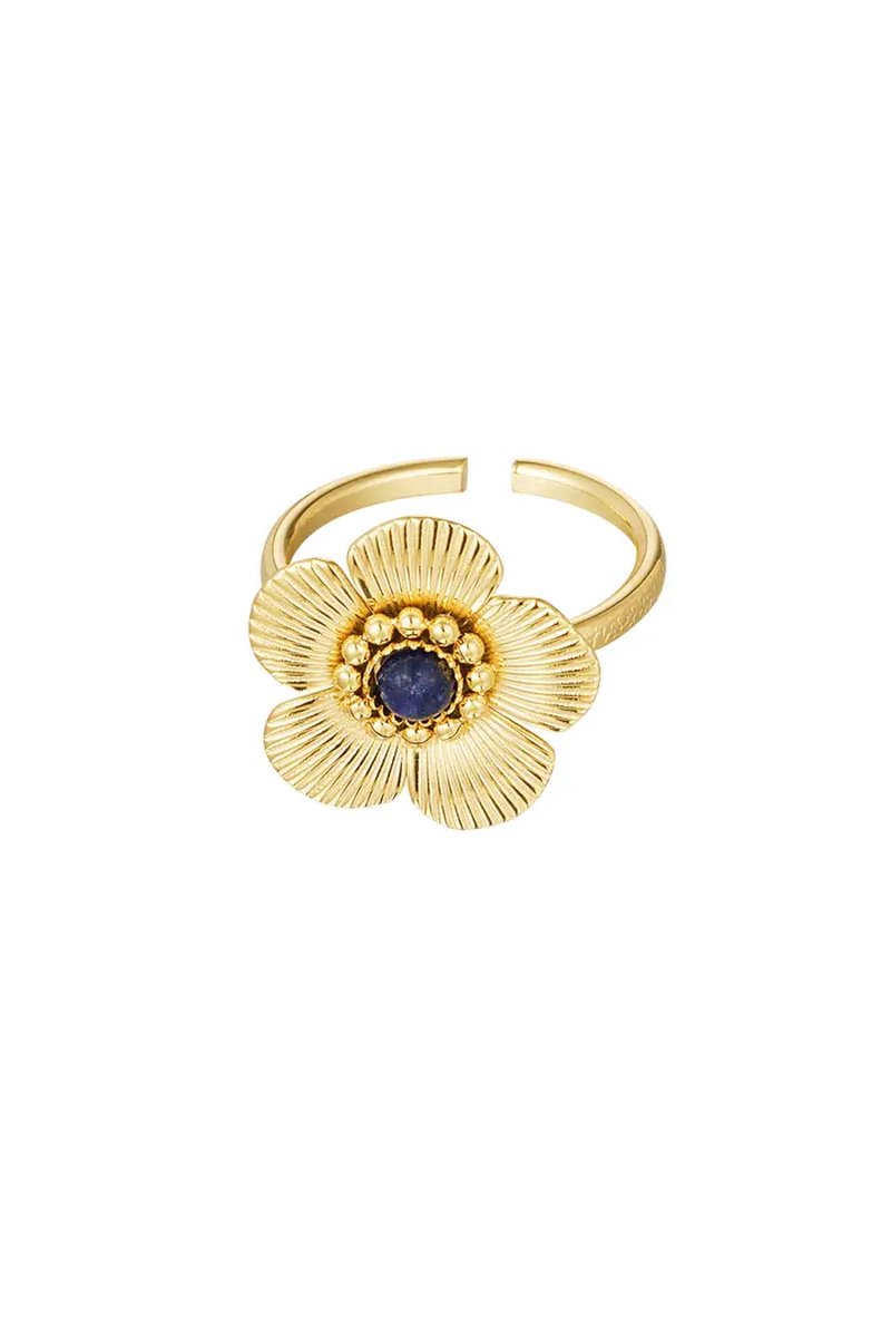 Ring bloem met edelsteen - lapis lazuli