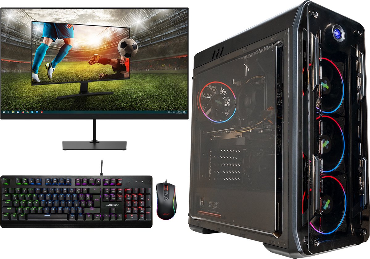 omiXimo - Gaming Set - AMD Ryzen 5 2400G - 24" Curved Gaming Monitor - Keyboard - Muis - Game PC met monitor - Complete Gaming Setup - 16 GB Ram - 250 GB SSD - LC803B