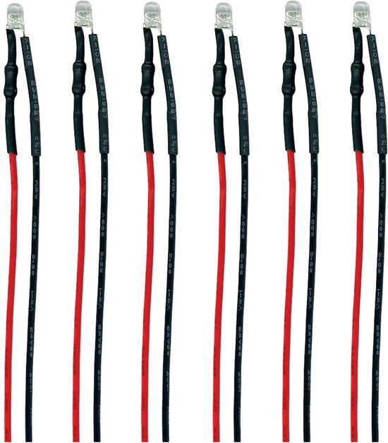 TAMS Elektronik 81 50066 10 C LED avec fils de raccordement rouge 10 pc
