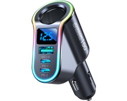 Joyroom Autolader Snellader JR-CL21 4-in-1 USB-A QC3.0 en 2xUSB-C PD 150W - Zwarte Fast Car Charger