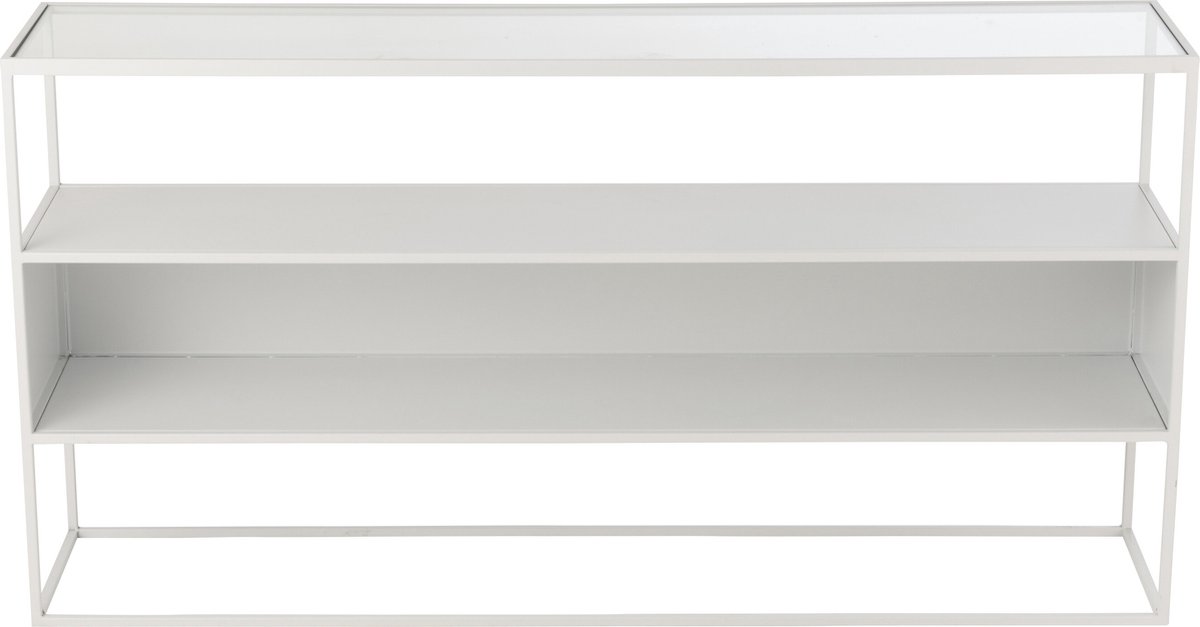 J-Line console Vierkant - metaal/glas - wit