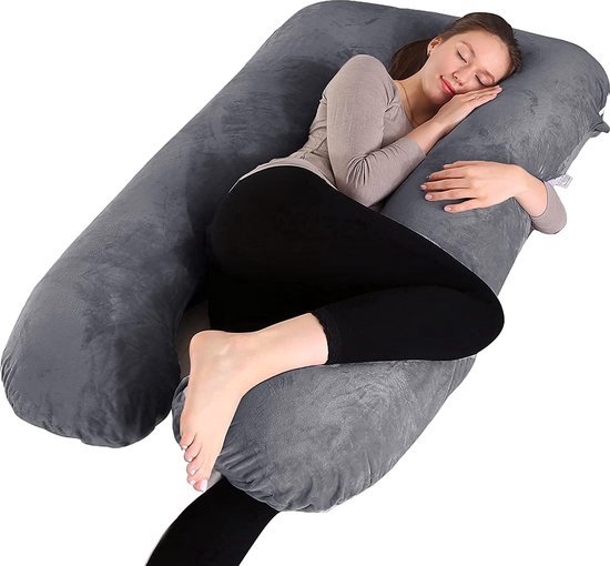 Donkergrijs Borstvoedingskussen AS AWESLING Zwangerschapskussen - U-vormig Full-body Kussen Met Afneembare Hoes (donkergrijs) Ergonomisch Ondersteuning Hoofd Nek Rug