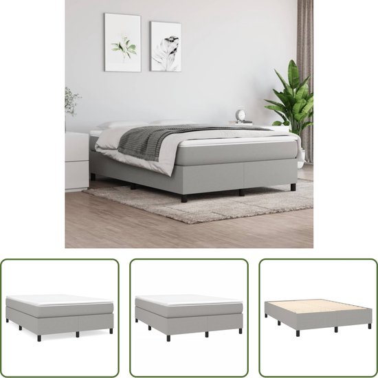 Foto: The living store boxspring frame lichtgrijs 203x140x35 cm duurzaam en ademend met ondersteunende poten inclusief montagehandleiding geschikt voor 140x200 cm matras