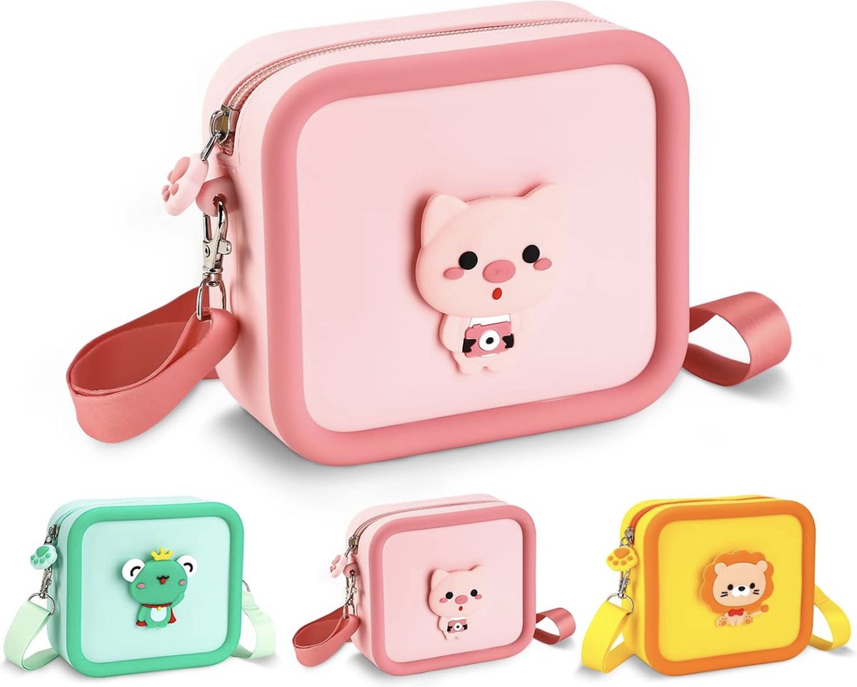 Kindercameratas kindertas draagbare tas voor kinderen accessoires voor digitale kindercamera geschikt voor meisjes en jongens vanaf 3 4 5 6 7 + jaar oud roze