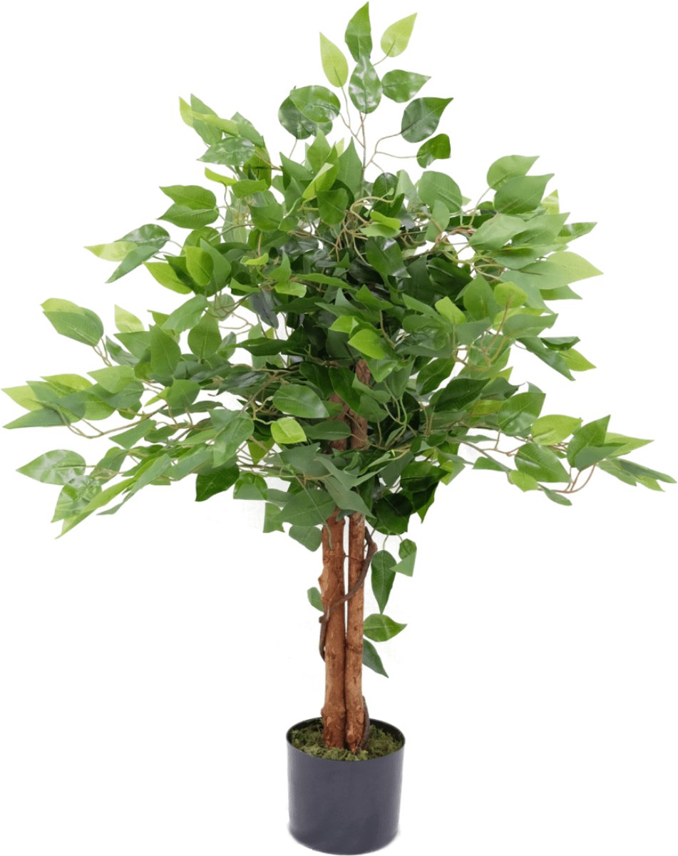 Ficus Kunstboom 90cm | Ficus Kunstboom met stam | Ficus Kunstboom voor Binnen | Ficus Kunstboom Groen met stam