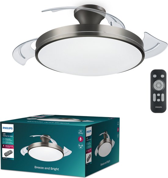 Philips Atlas LED-plafondlamp - met ventilator - nikkel