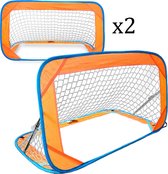 Kapler voetbaldoelen set van 2 voor tuinkinderen pop-up 120 cm robuust plat stalen frame en glasvezel stang - eenvoudig te monteren - weerbestendig polyester.