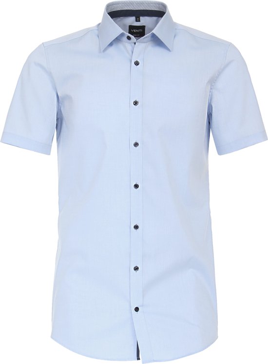 Chemise VENTI body fit - manches courtes - popeline - bleu - Repassage facile - Col : 39
