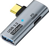 Sounix USB A naar USB C Adapter - 2in1 - USB A Female naar USB C - USB 3.2 - 10Gbps - PD 100w - Grijs