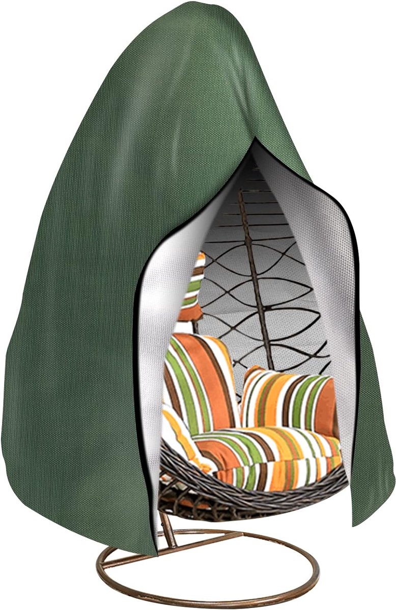 Hangstoelafdekking waterdicht afdekzeil voor hangstoel met frame beschermhoes voor tuinschommel uv-bestendig zware belasting hangmand beschermhoes weerbestendig groen