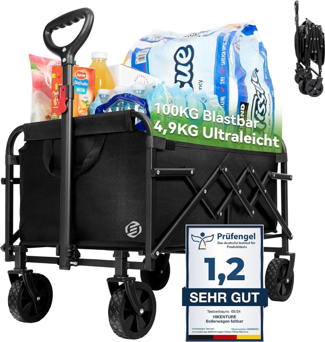 Equivera Bolderkar - Opvouwbare Bolderkar - Bolderwagen - Draaibare Wielen - Meerdere Standen - Strandkar