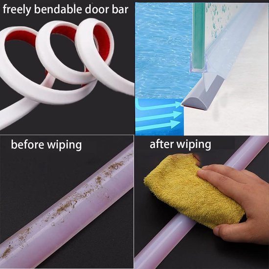 Zelfklevende siliconen waterstopper voor douche, waterstrip, waterbescherming, rubberen strip voor keuken, badkamer (doorschijnend 200 cm Zelfklevende siliconen waterstopper voor douche, waterstrip, waterbescherming, rubberen strip voor keuken, badkamer (doorschijnend 200 cm