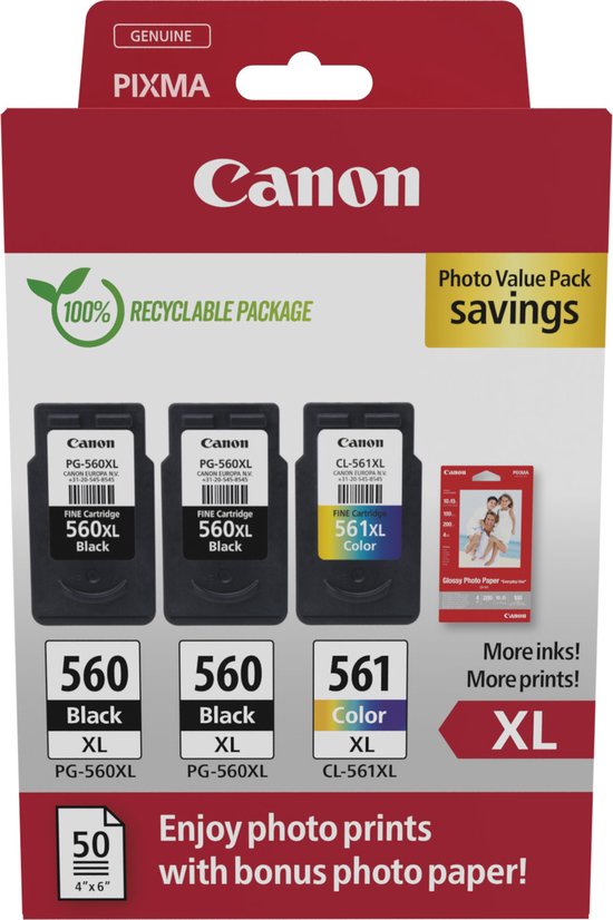 Canon 3712C012 inktcartridge 3 stuk(s) Origineel Hoog (XL) rendement Zwart, Cyaan, Magenta, Geel