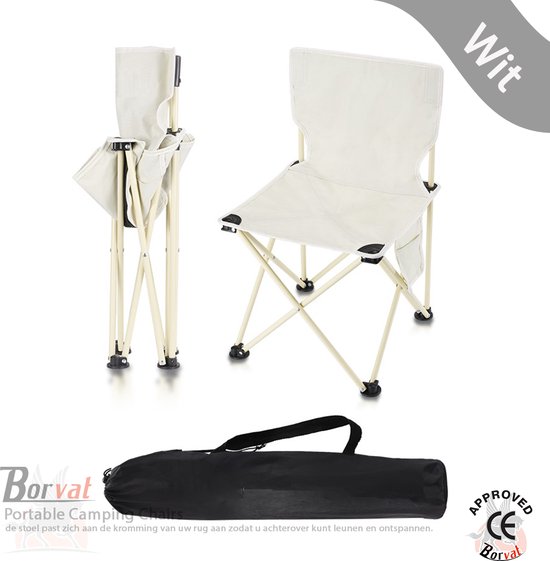 Foto: Borvat outdoor camping beach chair klapstoel de steun is stevig en wiebelt niet sterk belastbaar comfortabele rugleuning wit