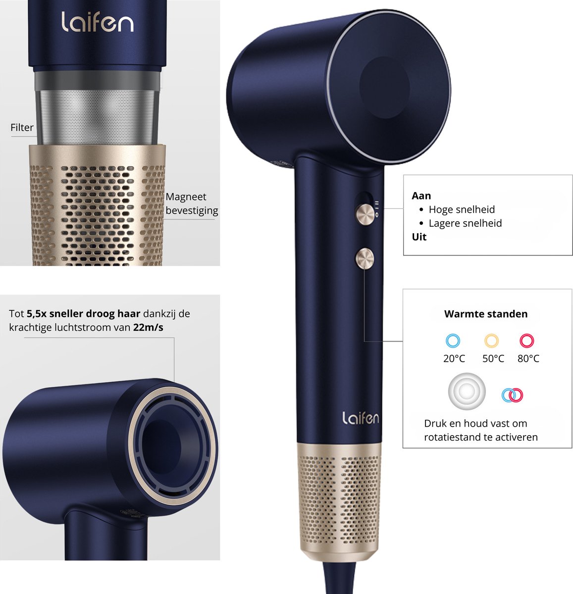 Laifen Swift Premium High Speed Fohn met diffuser - afbeelding 3