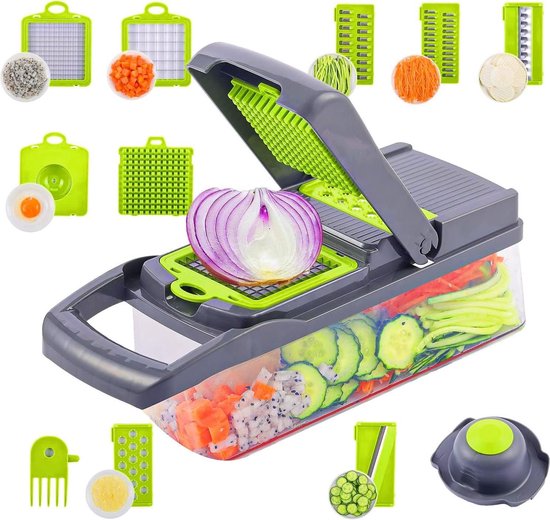 Genius Nicer Dicer Exclusive groentesnijder, 15-delig, groen