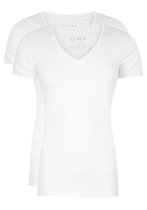 RJ Bodywear Everyday - Alkmaar - 2-pack - T-shirt diepe V-hals - wit rib -  Maat L