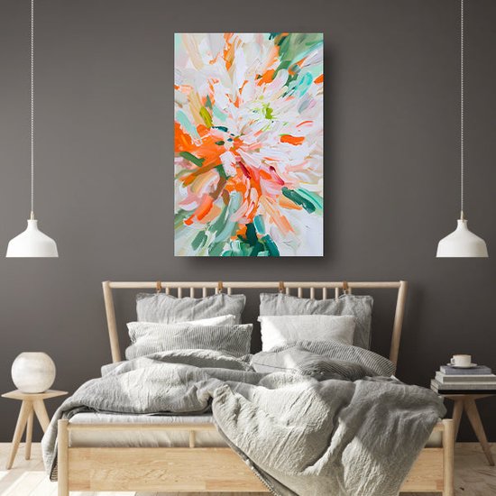Portrait de Fleurs - Tableau nature - Peinture sur toile Couleurs - Décoration murale moderne - Toile cuisine - Oeuvre peinture toile 60x90 cm