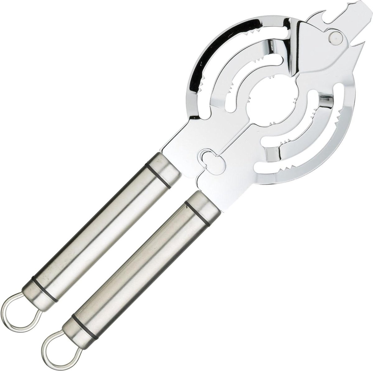 Professionele Potten- en Flessenopener met Ringentrekker Roestvrij Staal Geschikt voor de meeste Deksels en Schroefdoppen Zilver potten opener