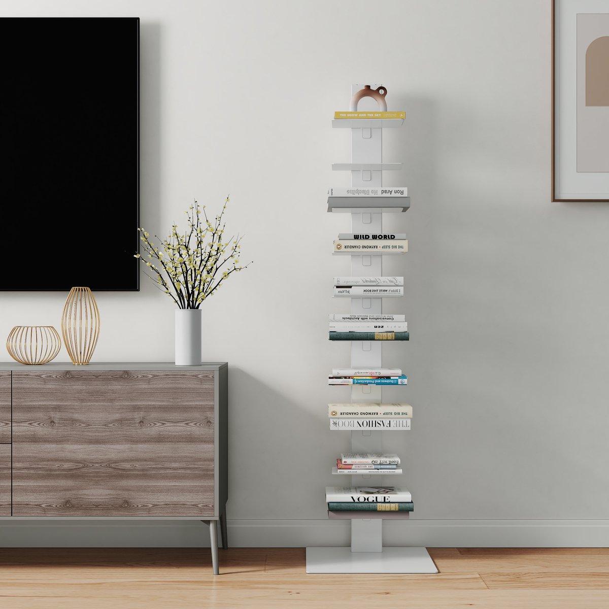 en.casa Boekenkast Eksjö schap 150x39x39 cm wit [en.casa]